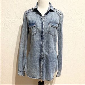 Forever 21 Vintage Acid Wash Button Down Shirt